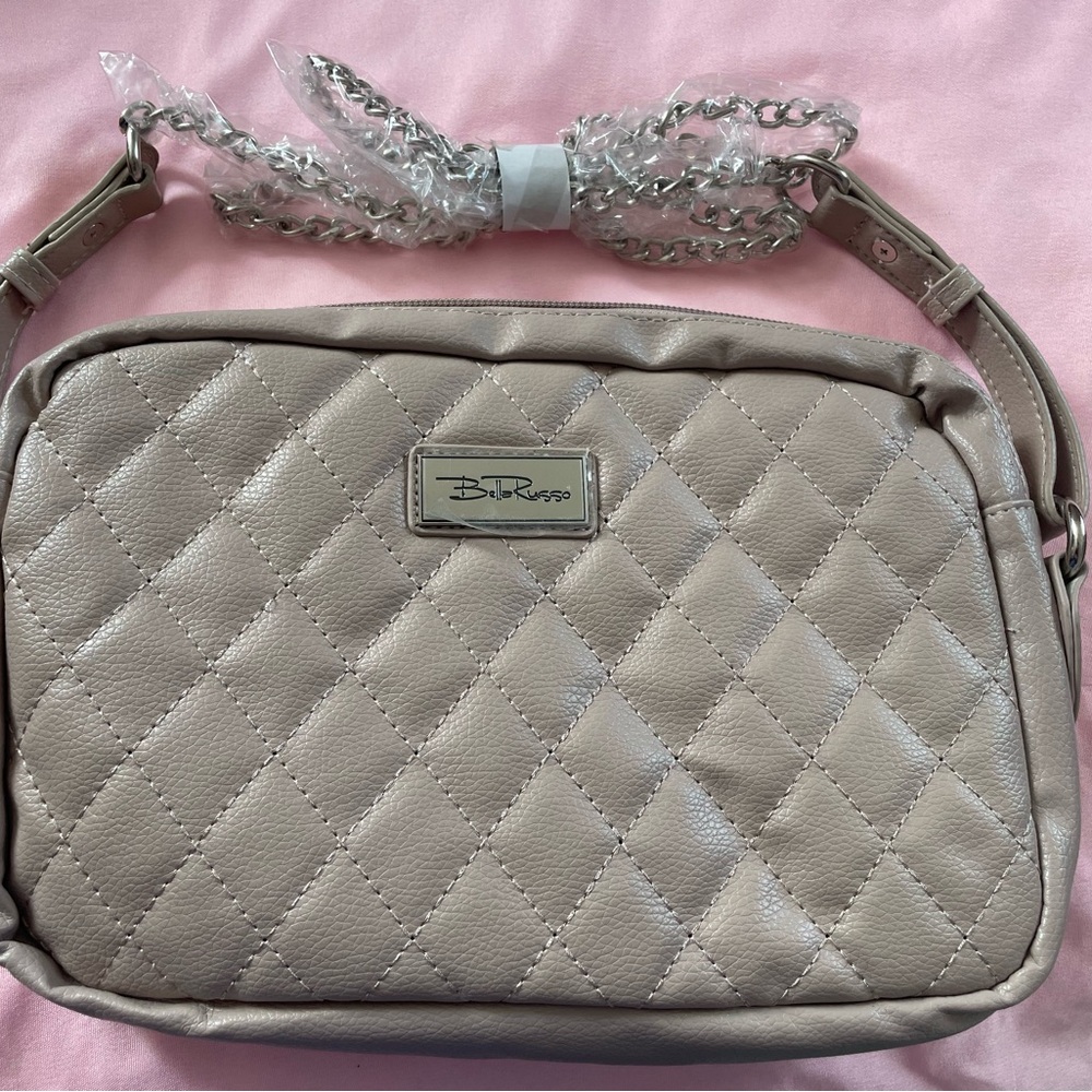 Russ Quilted Tan Crossbody Bag